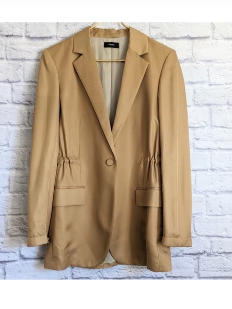 Theory Tailored Single-Button Blazer In Camel Brown